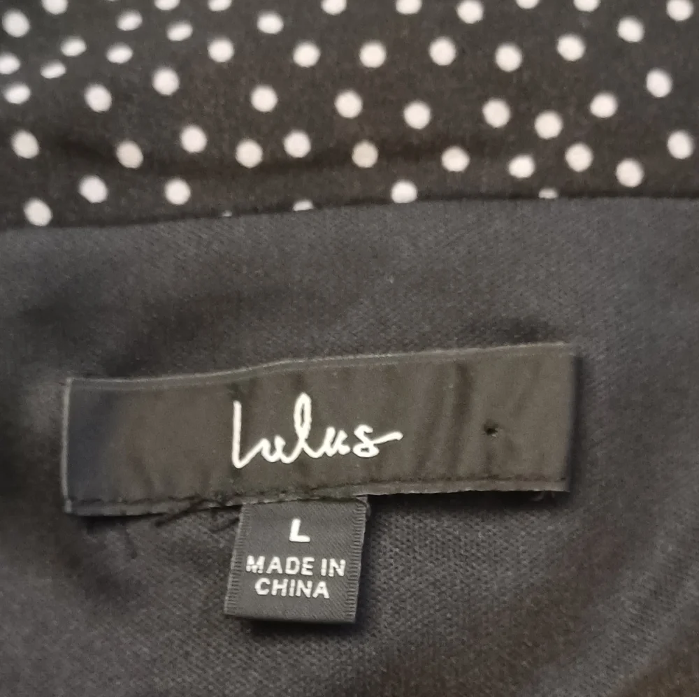 Lulus Women's Black and White Polka-dot Long Sleeve Mini Dress. Size L - Picture 12 of 14